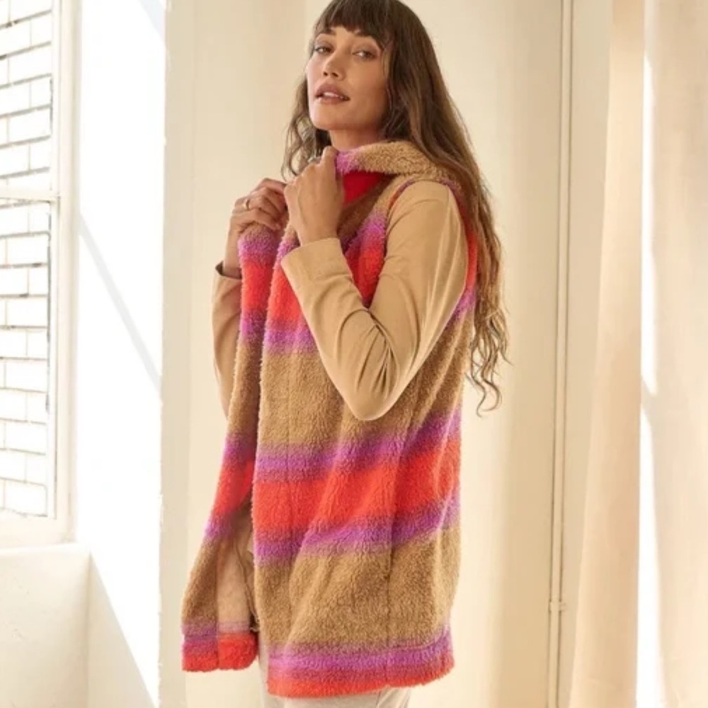 Ugg Koolabarra Colorful Striped Women's Sweater Vest Cozy 100% Cotton